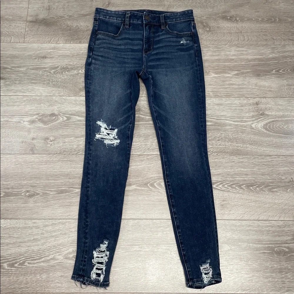 NWOT American Eagle The Dream Jean Hi Rise Jegging Distressed Hem 4